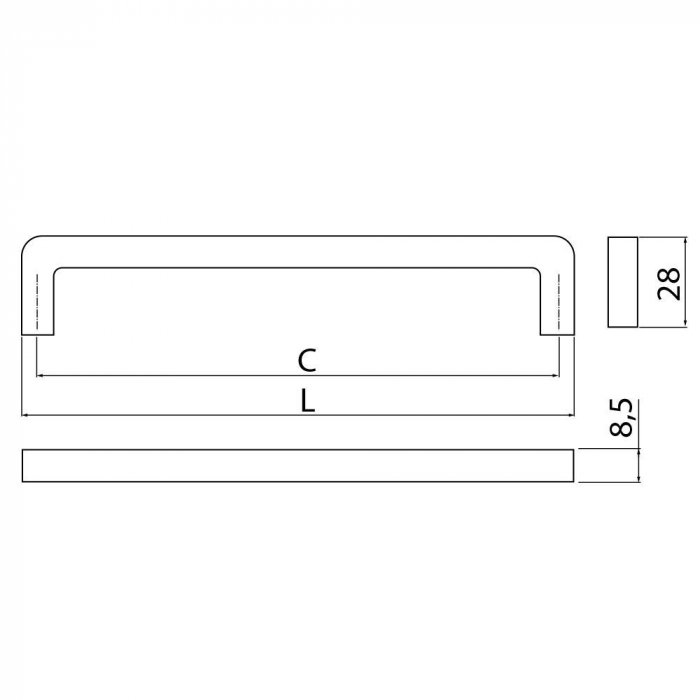Bagio - Maner pentru mobila, finisaj otel periat, L:168 mm [3]