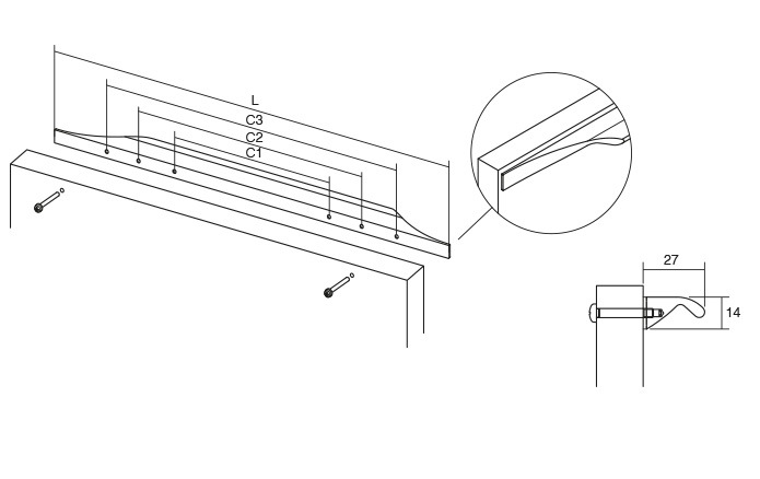 Brikk - Maner pentru mobila, finisaj otel inoxidabil, L:490 mm [5]