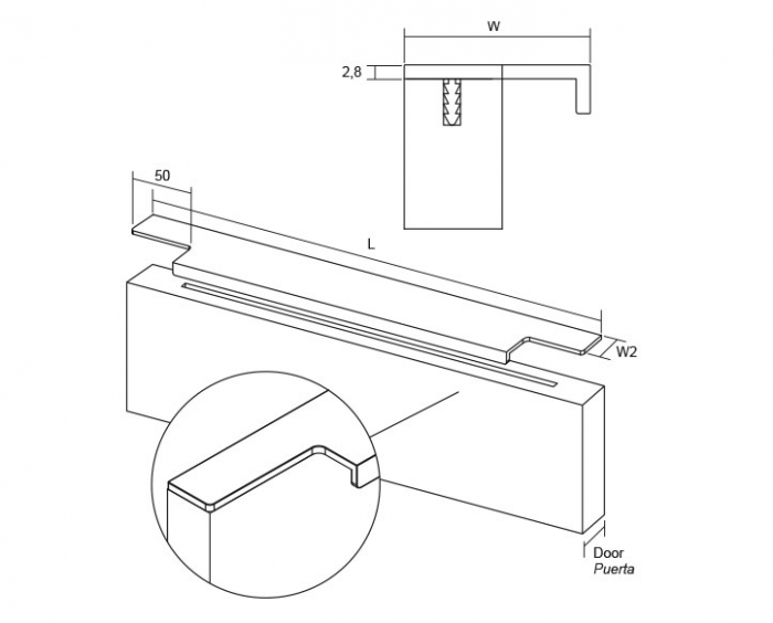 Maner pentru mobila Linear, finisaj otel inoxidabil, L:997 mm [4]