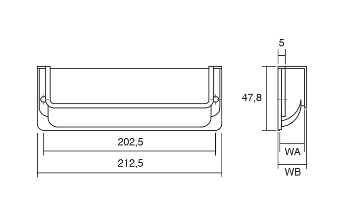 Maner pentru mobila Nest, finisaj nichel periat, L:212.5 mm [3]