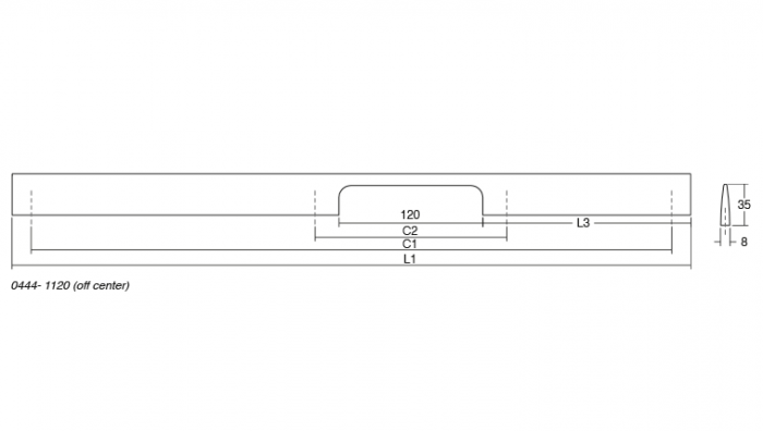 Peak - Maner pentru mobila, finisaj gri metalizat, L 1150 mm [2]