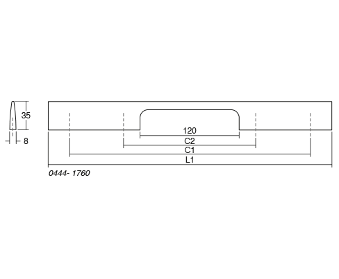 Peak - Maner pentru mobila, finisaj gri metalizat, L 1800 mm [2]