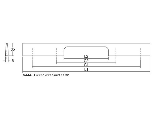 Peak - Maner pentru mobila, finisaj gri metalizat, L 250 mm [2]