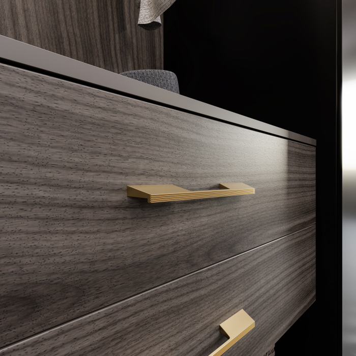 Rail - Maner pentru mobila, finisaj alama cava periata, L 280 mm [5]