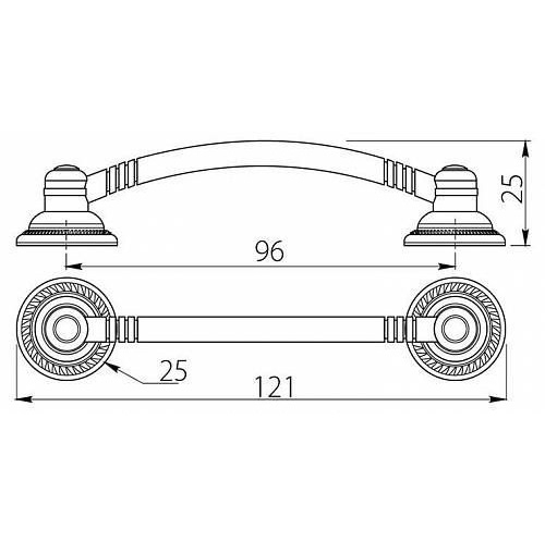 Rennes - Maner pentru mobila, finisaj alama antichizata, L:121 mm [6]