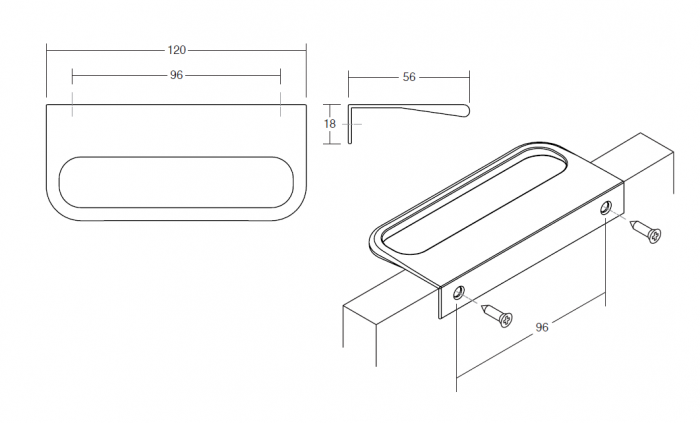 Rim - Maner pentru mobila, finisaj nichel periat, L 120 mm [2]