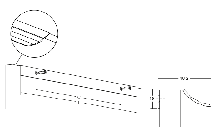 Skala - Maner pentru mobila, finisaj alama cava periata, L 350 mm [7]