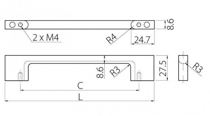 Uzo - Maner pentru mobila, finisaj negru mat, L:192 mm [5]