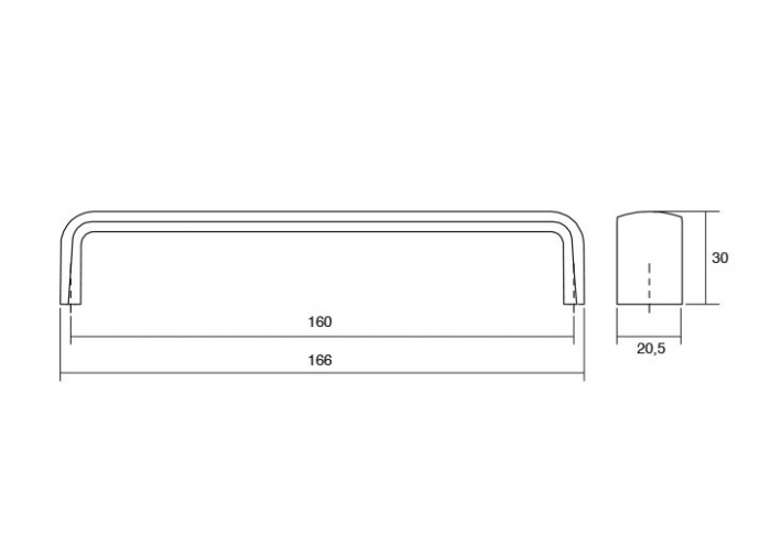 Mito - Maner pentru mobilier, finisaj alama antichizata, L:166 mm [3]