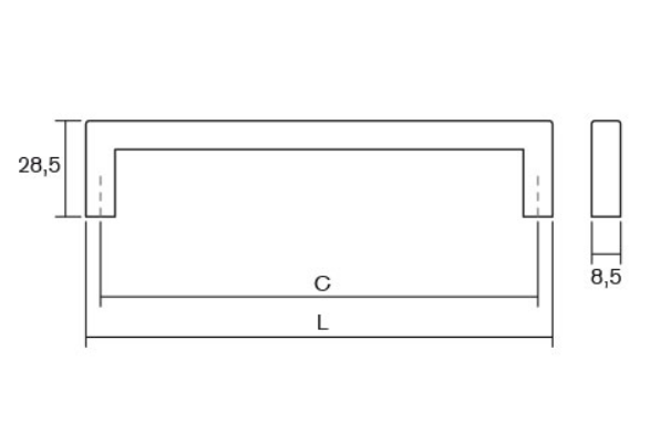 U - Maner pentru mobilier, finisaj cupru periat, L:168,5 mm [4]