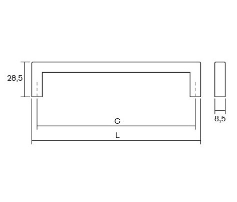 U - Maner pentru mobilier, finisaj gri periat, L 168,5 mm [2]