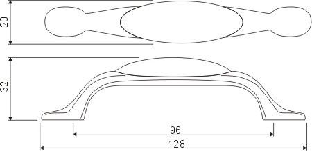 Arch - Maner vintage cu insertie ceramica, finisaj auriu antichizat, L:125 mm [3]