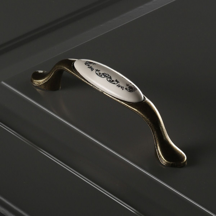 Arch - Maner vintage cu insertie ceramica, finisaj auriu antichizat, L:125 mm [5]