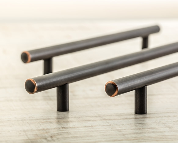 RELING - Maner vintage cilindric pentru mobilier, finisaj cupru antichizat L:156 mm [2]