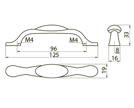 Maner vintage cu insertie ceramica, finisaj auriu antichizat, L:125 mm [3]