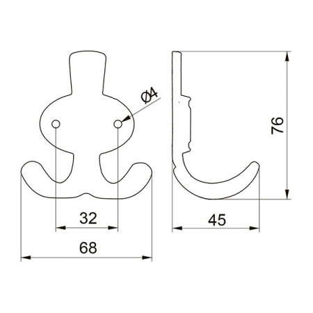 Agatatoare cuier Coruna, finisaj negru mat, 76x68 mm [1]