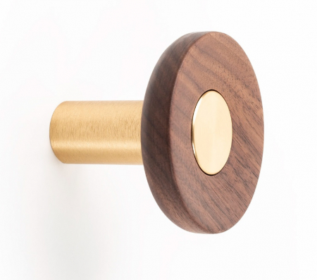 Moderne - Zoot - Agatatoare cuier, finisaj alama intunecata periata cu nuc natur, D:60 mm