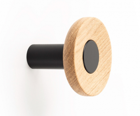 Scandinave - Agatatoare cuier Zoot, finisaj negru mat cu stejar natur, D:60 mm