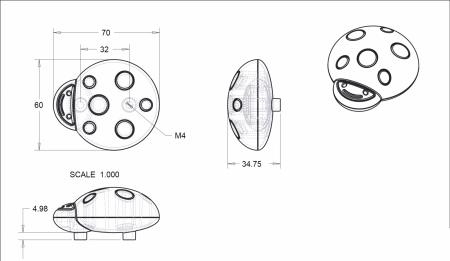 Buton pentru mobila copii Joy Buburuza, finisaj roz cu negru CB, 32 mm [1]