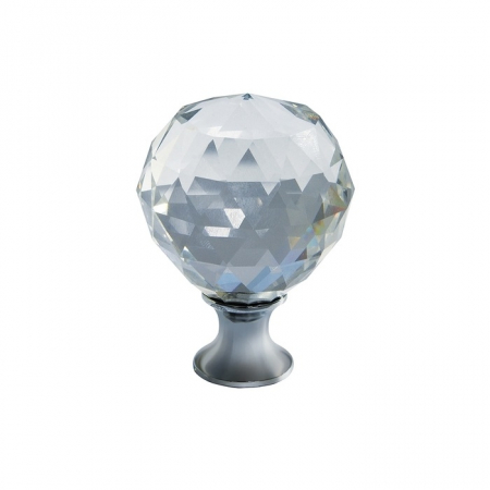 Manere pentru mobila - Buton modern pentru mobilier CRPA, crom lucios + cristal transparent D: 20 mm