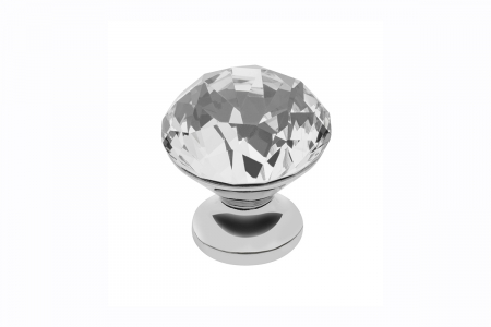 Manere pentru mobila - Buton modern pentru mobilier CRPB, crom lucios + cristal transparent D: 20 mm