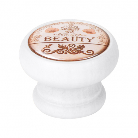 Manere pentru mobila - Buton pentru mobila, Beauty 450BL30, finisaj alb, D:40 mm