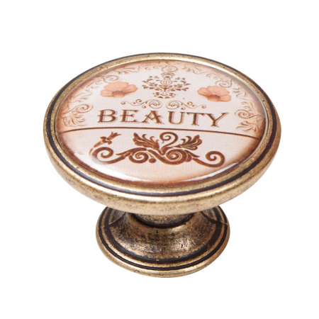 Manere pentru mobila - Buton pentru mobila, Beauty 550BR30, finisaj alama antichizata, D:37 mm