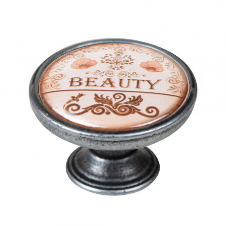 Manere pentru mobila - Buton pentru mobila, Beauty 550PT30, finisaj argint invechit, D:37 mm