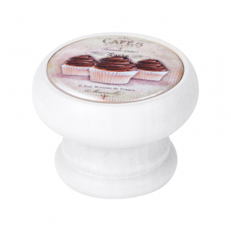 Manere pentru mobila - Buton pentru mobila, Cafe1 450BL61, finisaj alb, D:40 mm