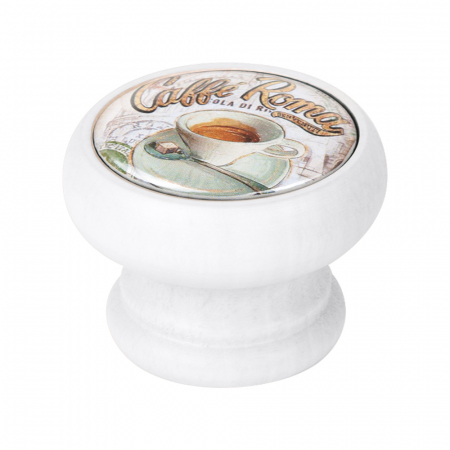 Manere pentru mobila - Buton pentru mobila, Cafe2 450BL62, finisaj alb, D:40 mm