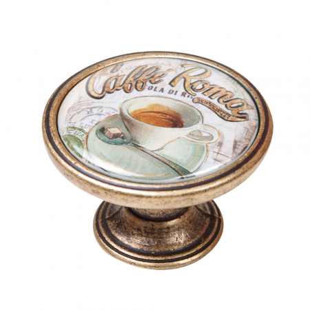 Manere pentru mobila - Buton pentru mobila, Cafe2 550BR62, finisaj alama antichizata, D:37 mm