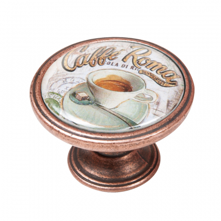 Manere pentru mobila - Buton pentru mobila, Cafe2 550CB62, finisaj cupru antichizat, D:37 mm