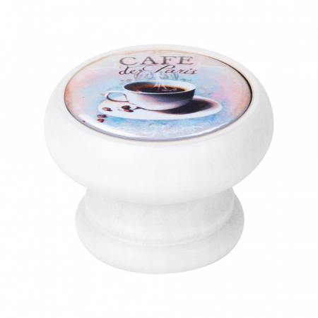 Manere pentru mobila - Buton pentru mobila, Cafe3 450BL63, finisaj alb, D:40 mm
