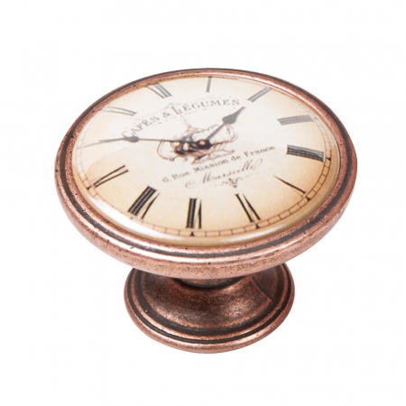 Manere pentru mobila - Buton pentru mobila, Clock Cafe 550CB06, finisaj cupru antichizat, D:37 mm