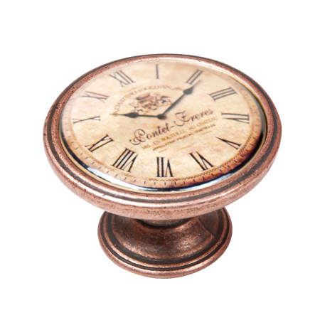 Manere pentru mobila - Buton pentru mobila, Clock5 550CB24, finisaj cupru antichizat, D:37 mm