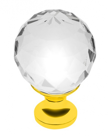 Cu cristale - Buton pentru mobila cristal CRPA, finisaj auriu lucios+cristal transparent, D:30 mm