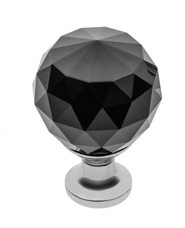 Manere pentru mobila - Buton pentru mobila cristal CRPA, finisaj crom lucios+cristal negru, D:30 mm