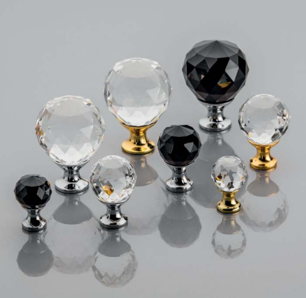 Buton pentru mobila cristal CRPA, finisaj crom lucios+cristal negru, D:30 mm [1]