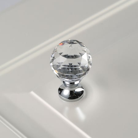 Buton pentru mobila cristal CRPA, finisaj crom lucios+cristal transparent, D:25 mm [1]