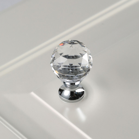 Cristal CRPA - Buton pentru mobila, finisaj crom lucios + cristal transparent, D:30 mm [1]