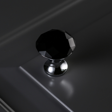 Cristal CRPB - Buton pentru mobila, finisaj crom lucios + cristal negru, D:25 mm [2]