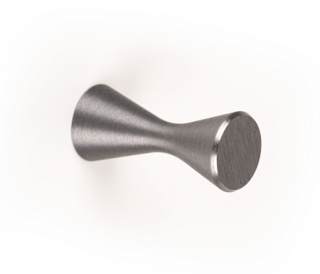 Moderni - Buton pentru mobila Diabolo, finisaj gri periat, D:13.5 mm