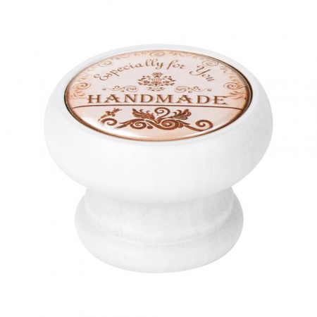 Manere pentru mobila - Buton pentru mobila, Handmade 450BL29, finisaj alb, D:40 mm
