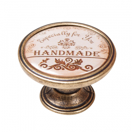 Manere pentru mobila - Buton pentru mobila, Handmade 550BR29, finisaj alama antichizata, D:37 mm