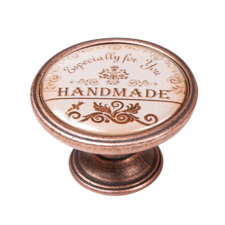 Manere pentru mobila - Buton pentru mobila, Handmade 550CB29, finisaj cupru antichizat, D:37 mm