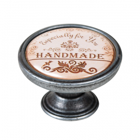 Manere pentru mobila - Buton pentru mobila, Handmade 550PT29, finisaj argint invechit, D:37 mm
