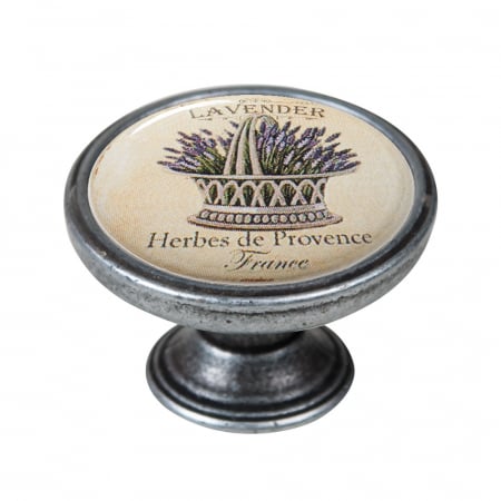 Manere pentru mobila - Buton pentru mobila, Lavender1 550PT46, finisaj argint invechit, D:37 mm