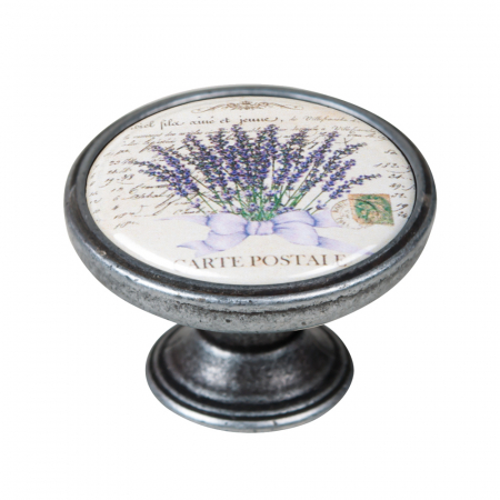 Manere pentru mobila - Buton pentru mobila, Lavender2 550PT47, finisaj argint invechit, D:37 mm