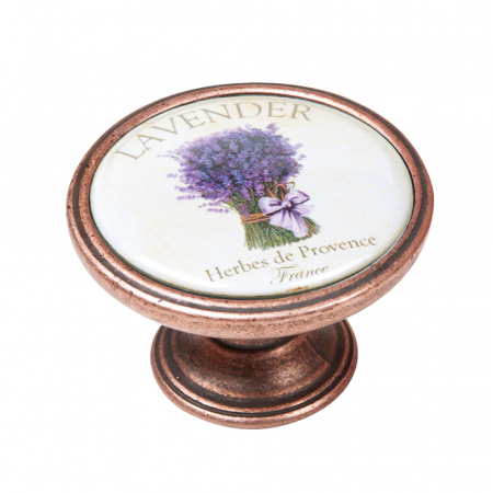 Manere pentru mobila - Buton pentru mobila, Lavender3 550CB48, finisaj cupru antichizat, D:37 mm