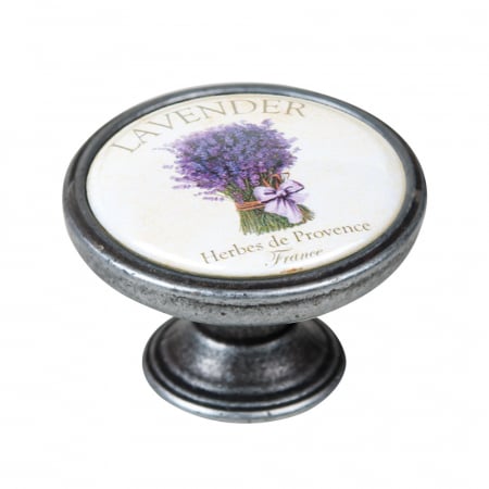 Manere pentru mobila - Buton pentru mobila, Lavender3 550PT48, finisaj argint invechit, D:37 mm